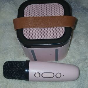 Portable Pink Wireless Karaoke Microphone and Speaker Set